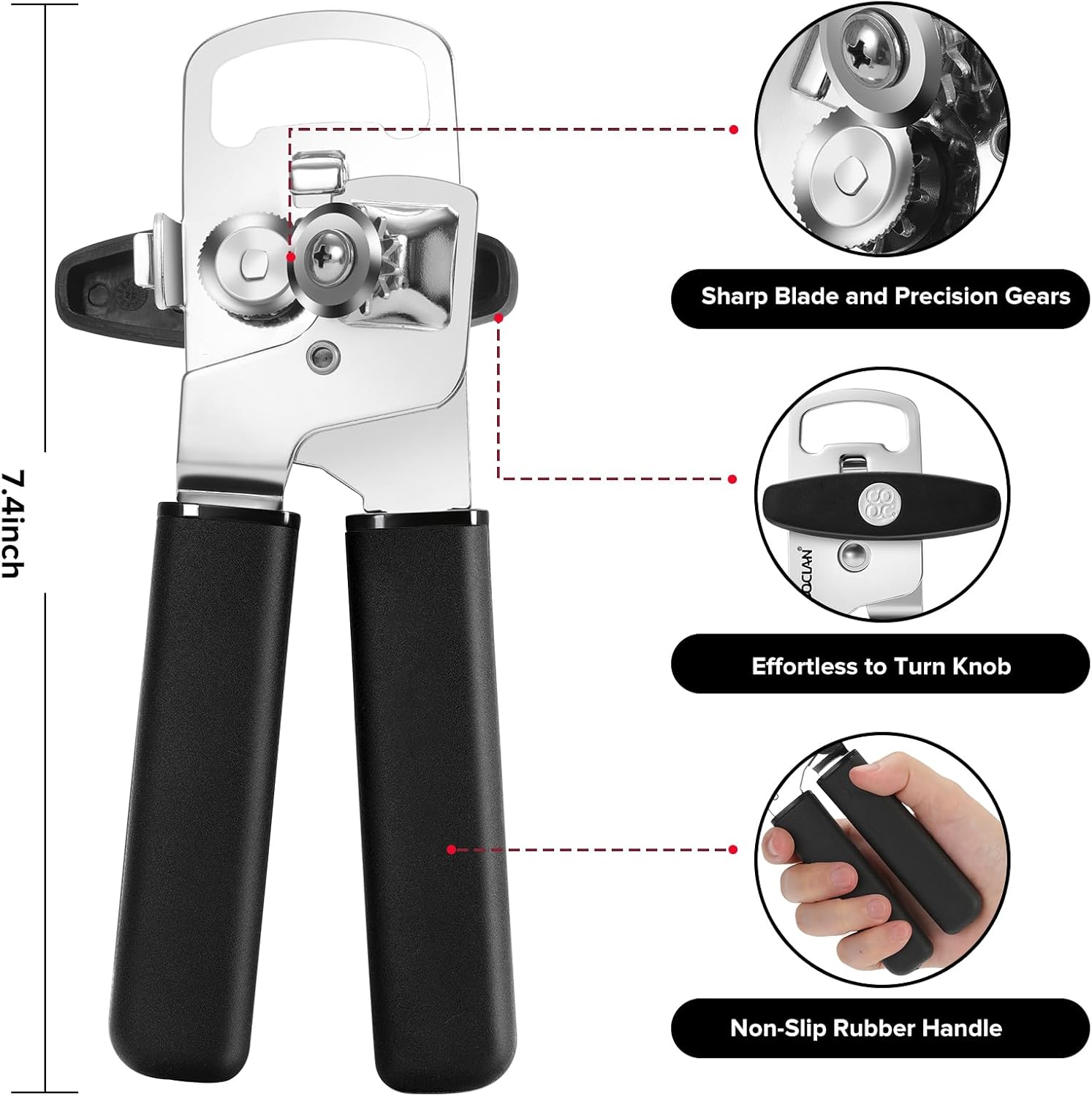 Detalle 2 de COOCLAN Manual Can Opener, Black