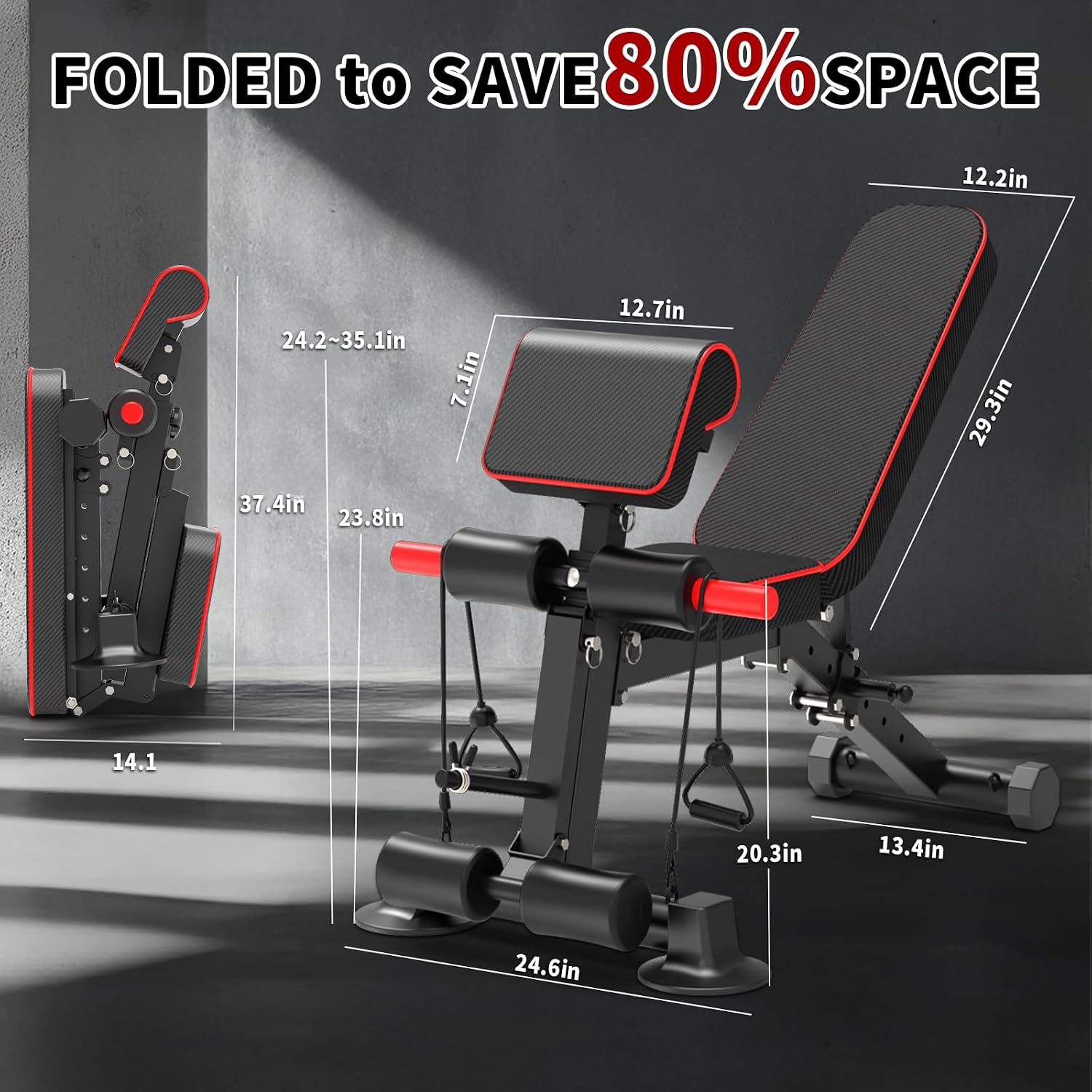 Detalle 2 de K KiNGKANG Adjustable Weight Bench, Foldable, 1,050 lb Capacity, 8-Position Backrest