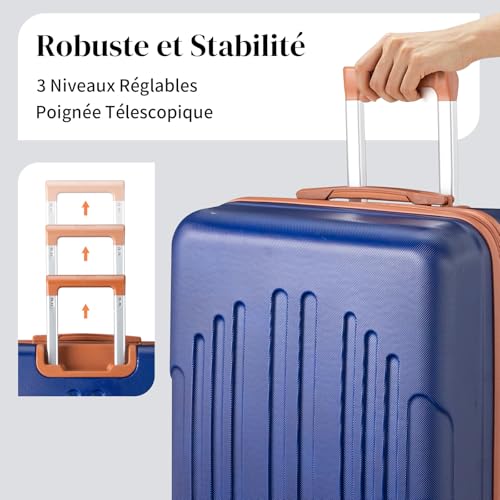 Thumbnail 7 de Valise Soute 24 Pouces LEADZM — Marine-brun, L/65 cm, ABS résistant