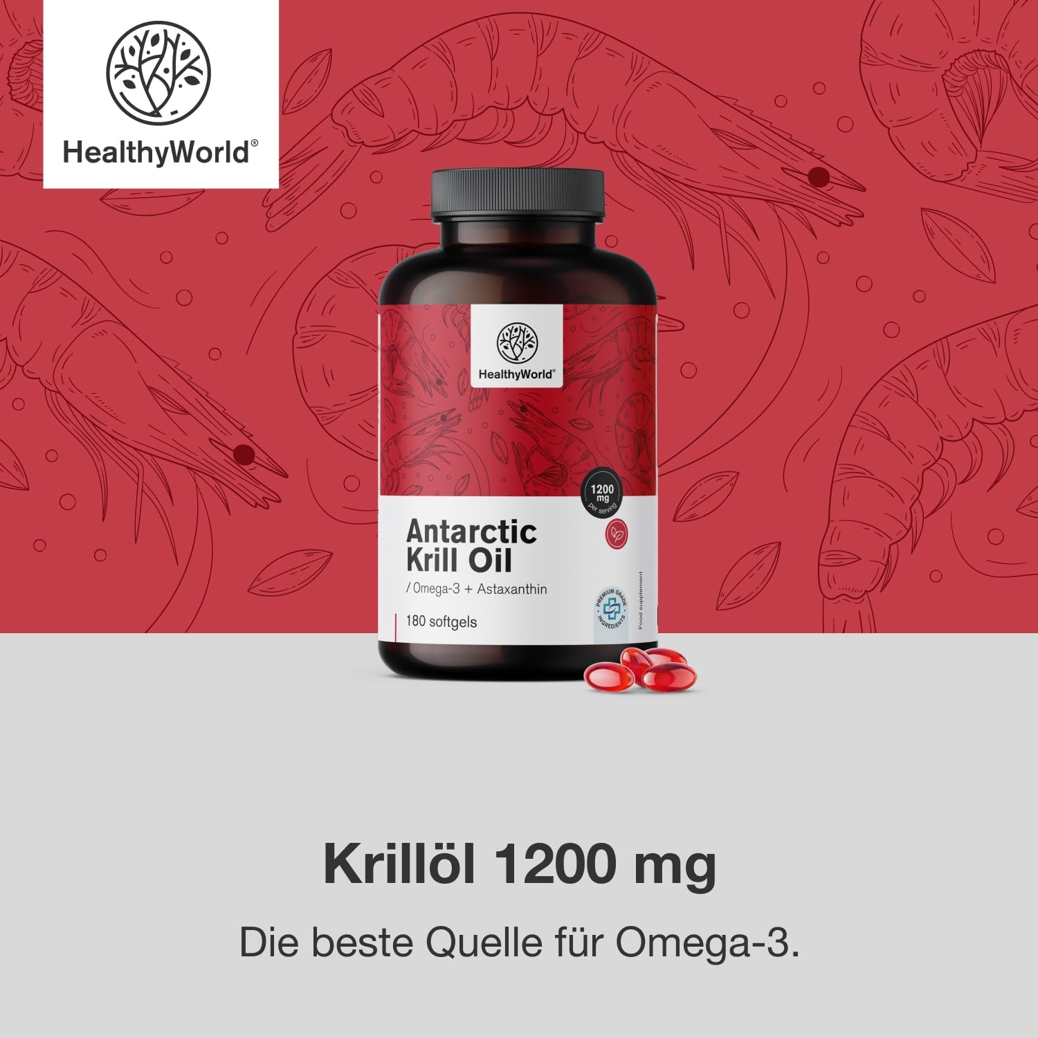Detalle de HealthyWorld Krillöl 1200 mg Omega-3