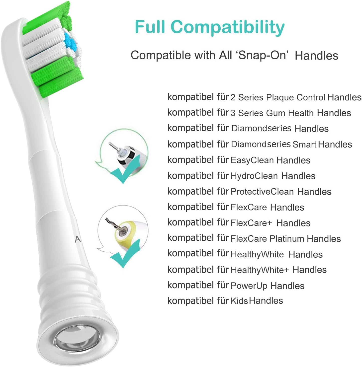 Thumbnail 1 de 12 Ersatzbürstenköpfe für Philips Sonicare – kompatibel mit Sonicare Handgriffen (weiß)