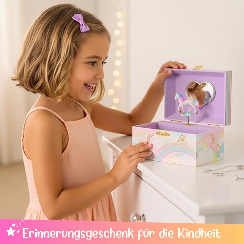Detalle de Giggle & Honey Schmuckkästchen Mädchen Musik Box & Einhorn – Magische Einhorn-Spieluhr mit Schmuckkasten