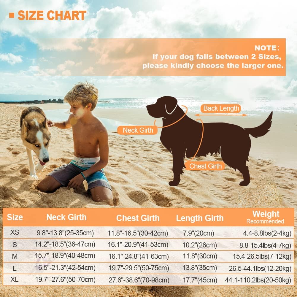 Detalle de EMUST Dog Life Jacket (M, Orange) – High Buoyancy with Easy-Grab Rescue Handle