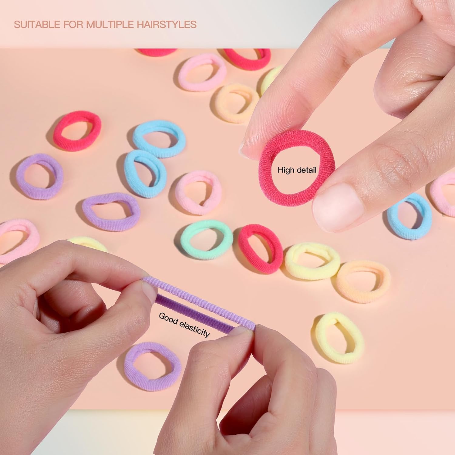 Detalle 1 de YGDZ Baby Hair Ties, 300-Piece Mini Elastic Bands in 7 Colors