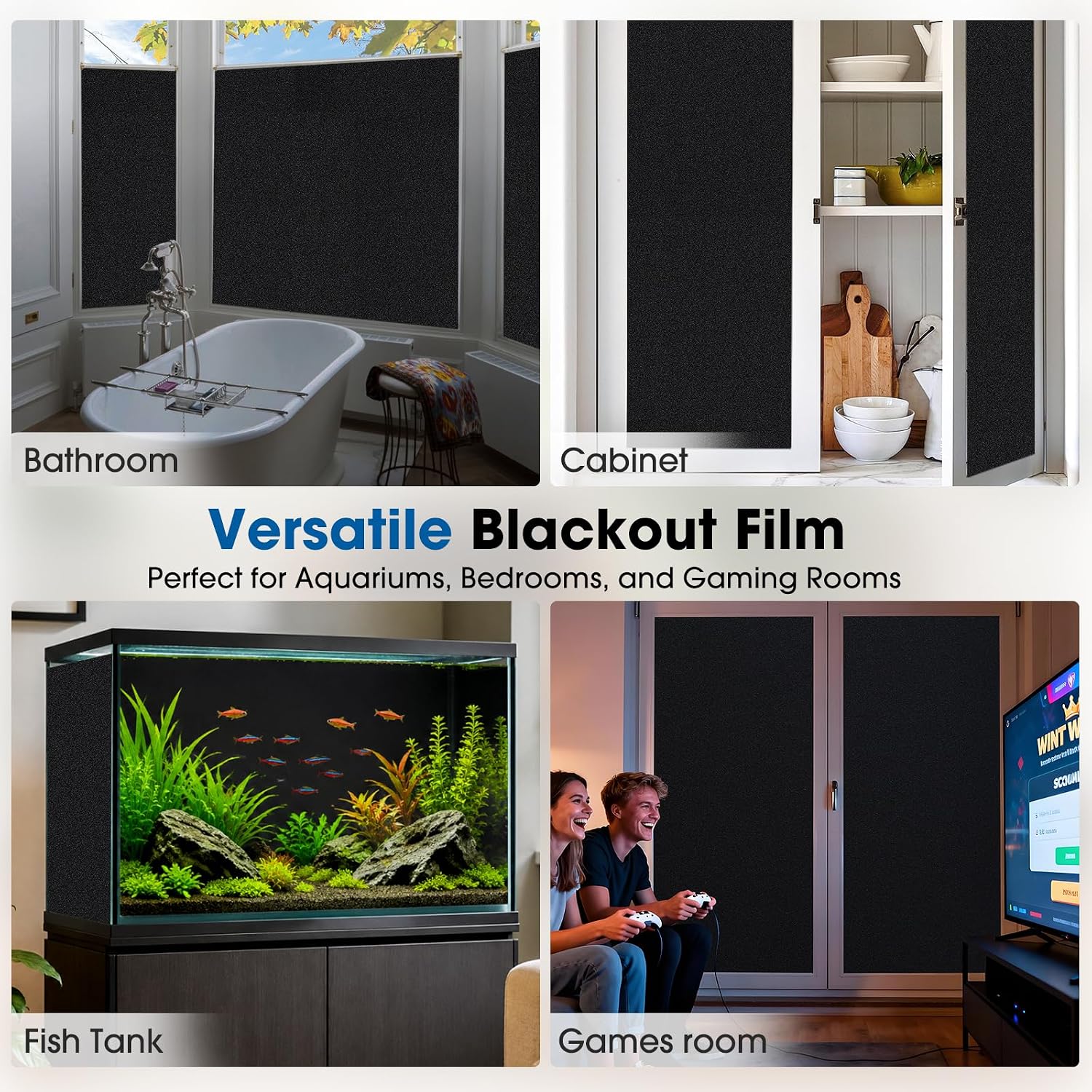 Thumbnail 5 de Lifetree Black Aquarium Background: Static Cling Backdrop with Full Installation Kit (75 × 200cm)