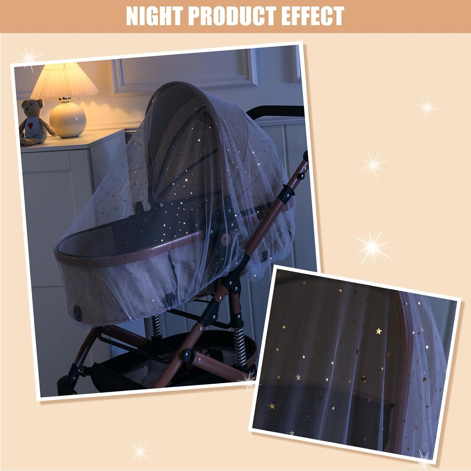 Thumbnail 4 de Mosquito Net for Stroller with Daisy Print – White Star