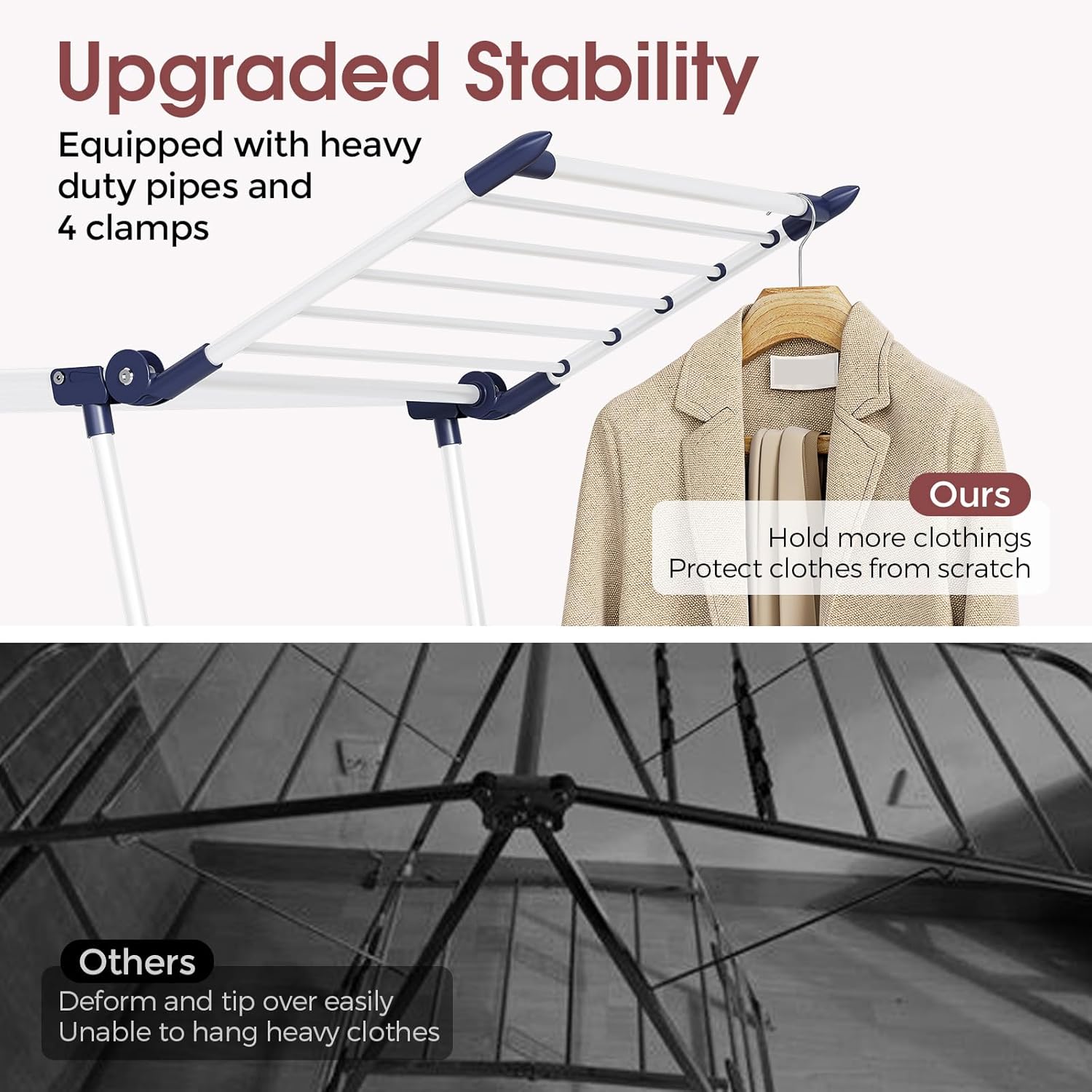Thumbnail 2 de SYKIARIOL winged clothes airer (foldable drying rack) 175 × 56 × 100cm, white