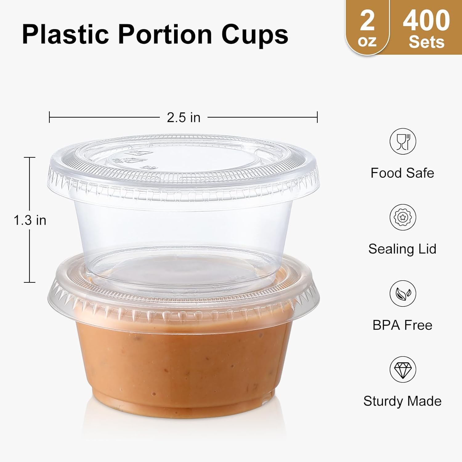 Thumbnail 2 de AOZITA 400-Piece Set of 2 oz Jello Shot Cups with Lids (Stackable, BPA-Free)