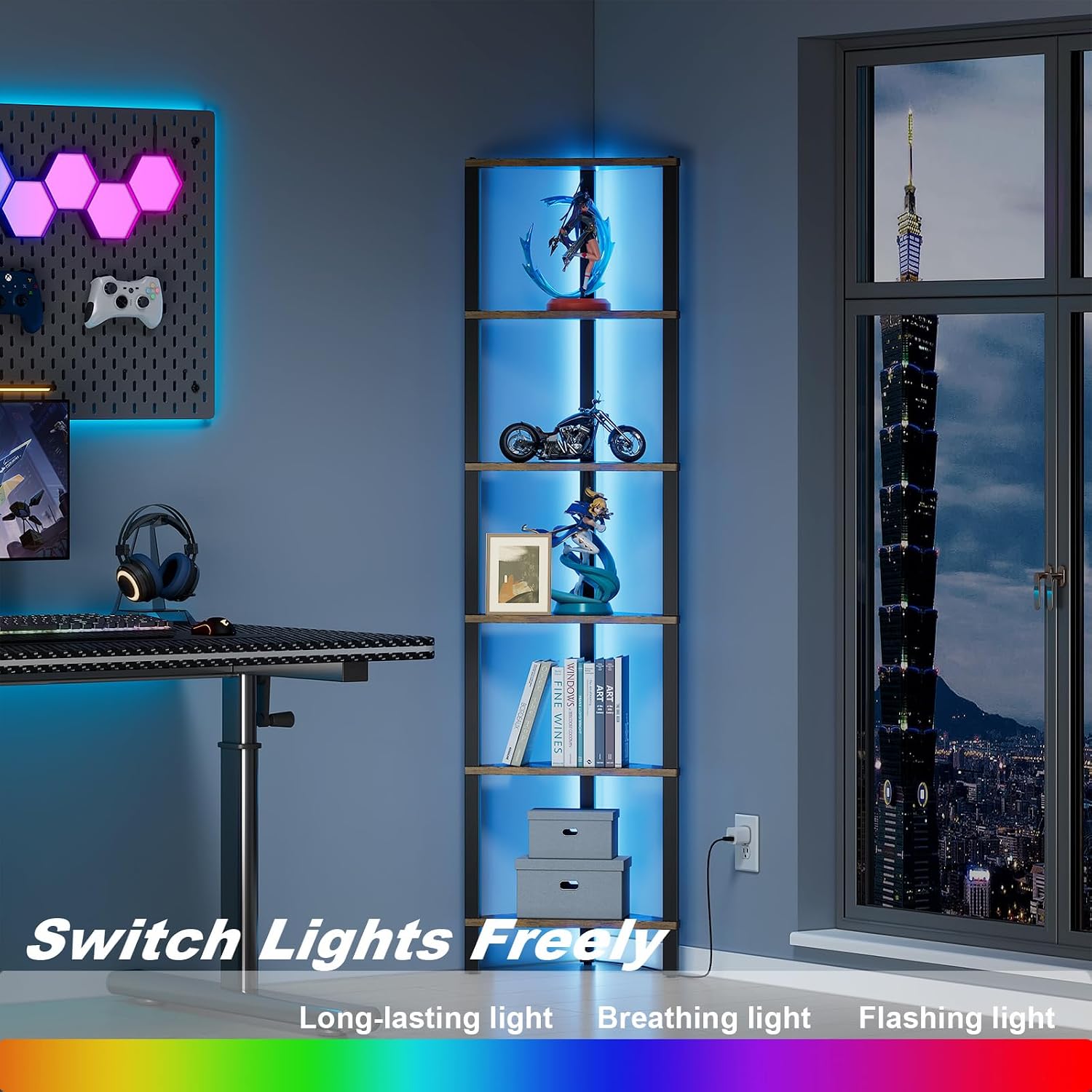Thumbnail 4 de TUTOTAK Corner Shelf with LED Light 6-Tier