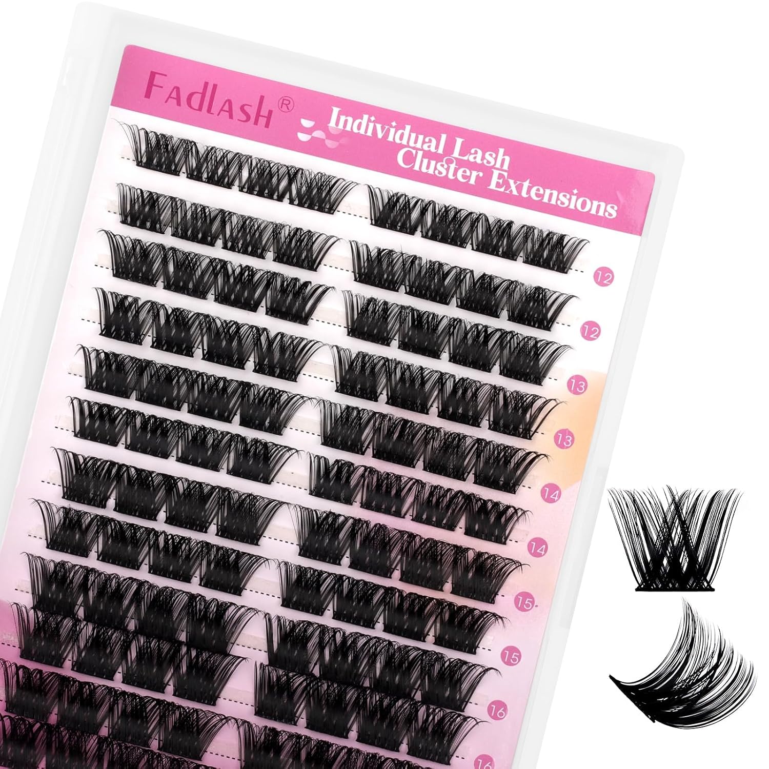 Detalle de Fadlash Individuelle Wimpern Extensions – 96 Büschel, 0.07 D Curl, 12–18 mm, DIY Wimpernverlängerung