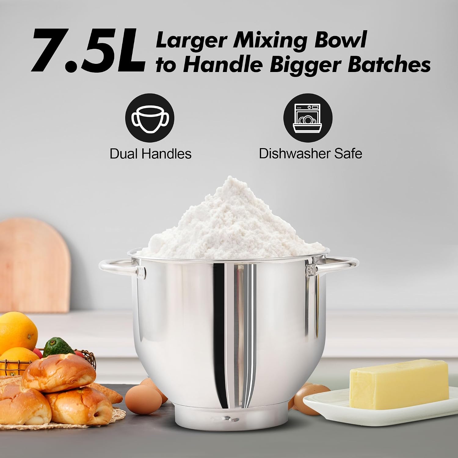 Detalle 2 de Aucma Stand Mixer 7.5L 1400W