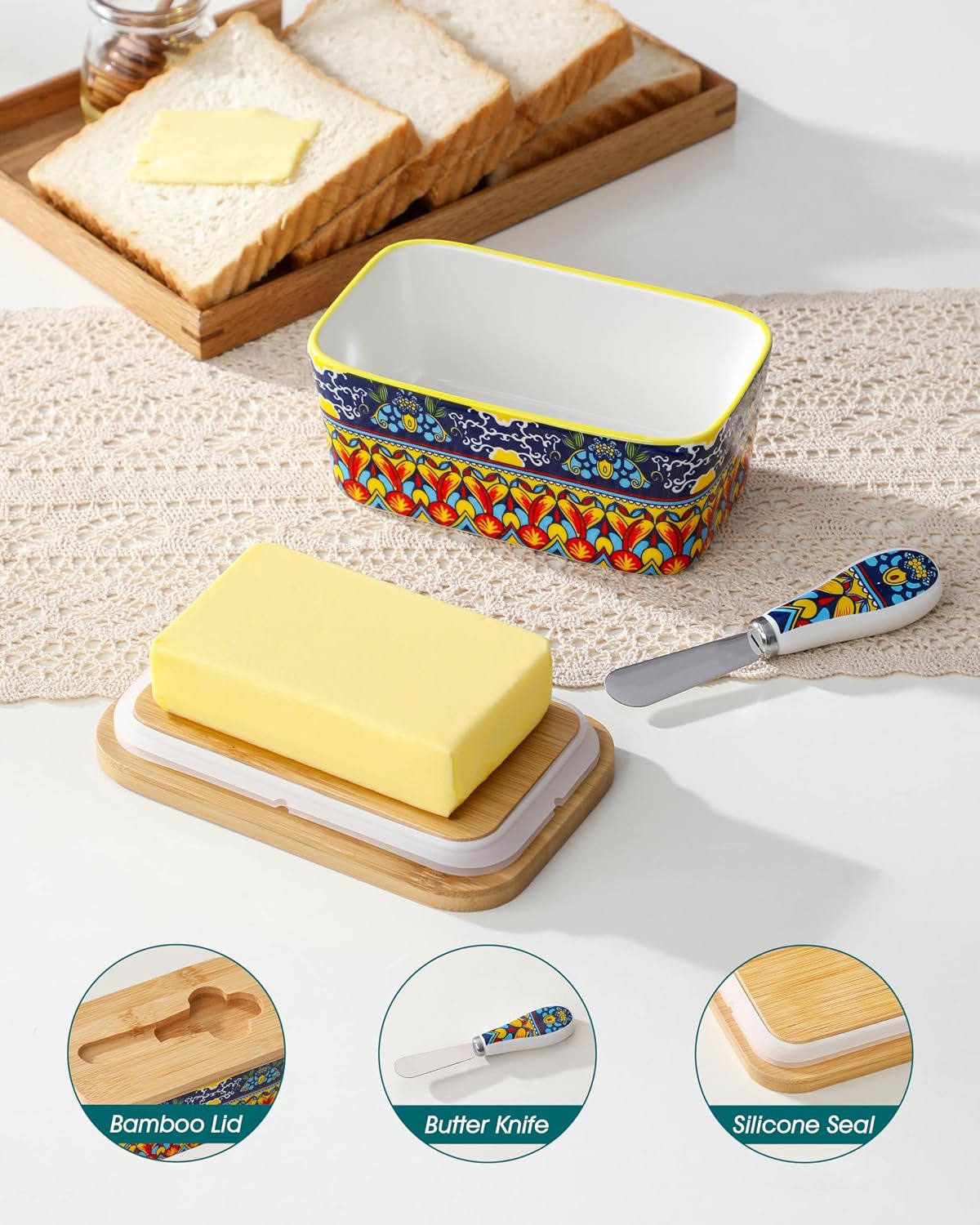 Thumbnail 4 de vancasso Ceramic Butter Dish, 6.5-Inch