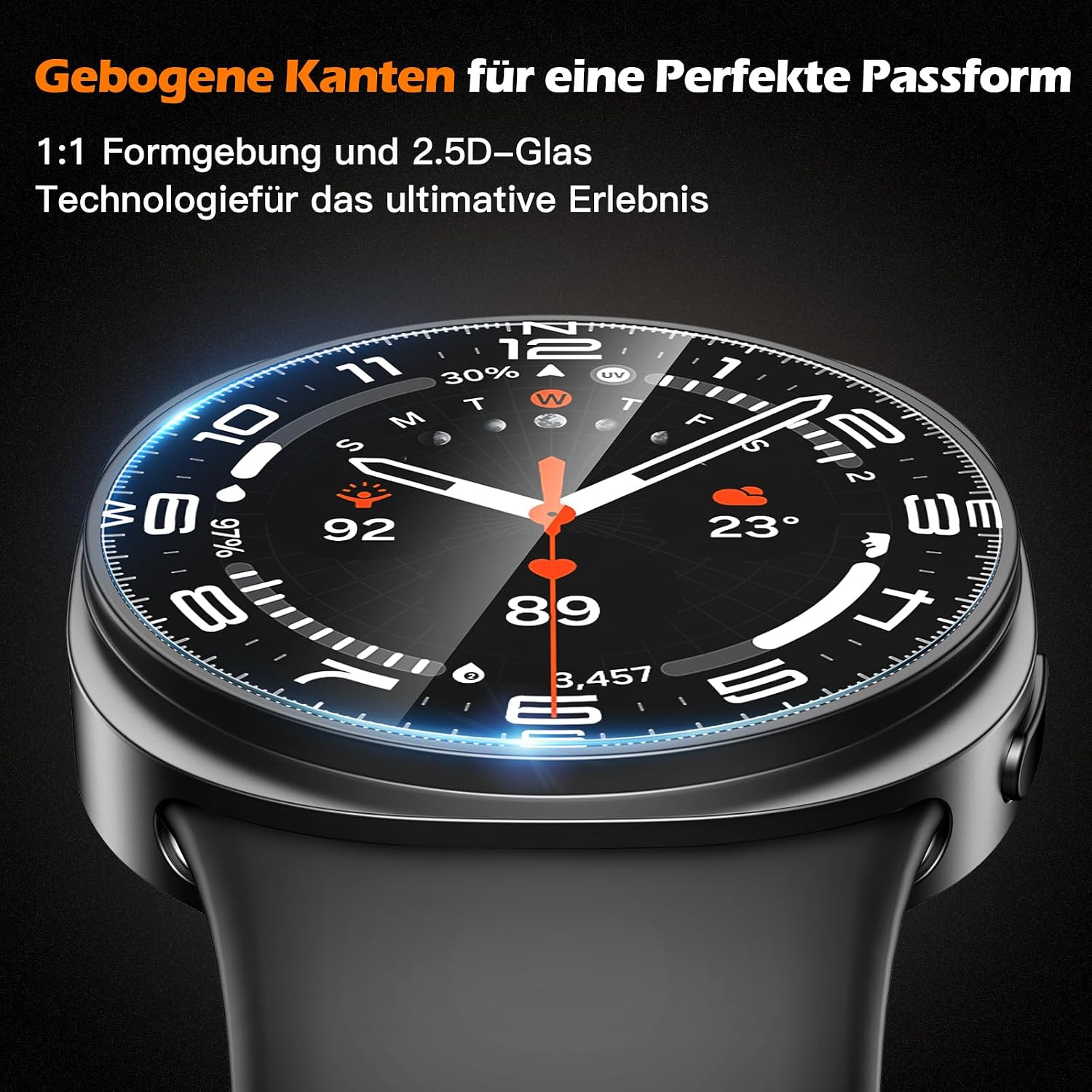 Detalle de Misxi Glas-Displayschutzfolie 40mm für Samsung Galaxy Watch 8/9 – 3er-Set inkl. Hülle und Auto-Ausrichtungstool