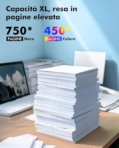 Detalle de Heroil 62XL Nero e Colore – Cartucce d'inchiostro HP 62XL compatibili (2-Pack) per Envy e OfficeJet