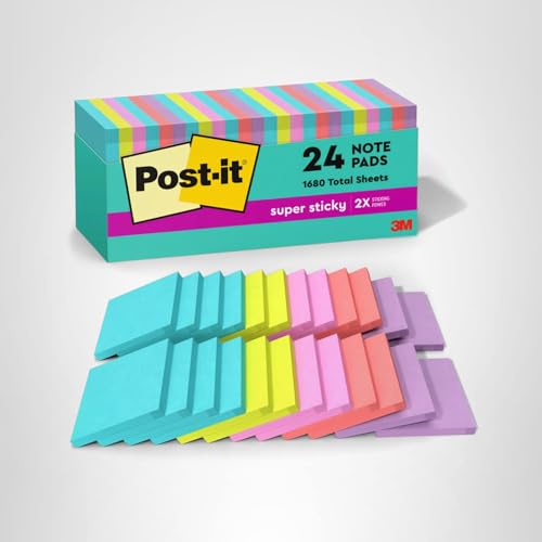 Thumbnail 11 de Post-it Super Sticky Notes 3 x 3 in, Supernova Neons (24 Pads)