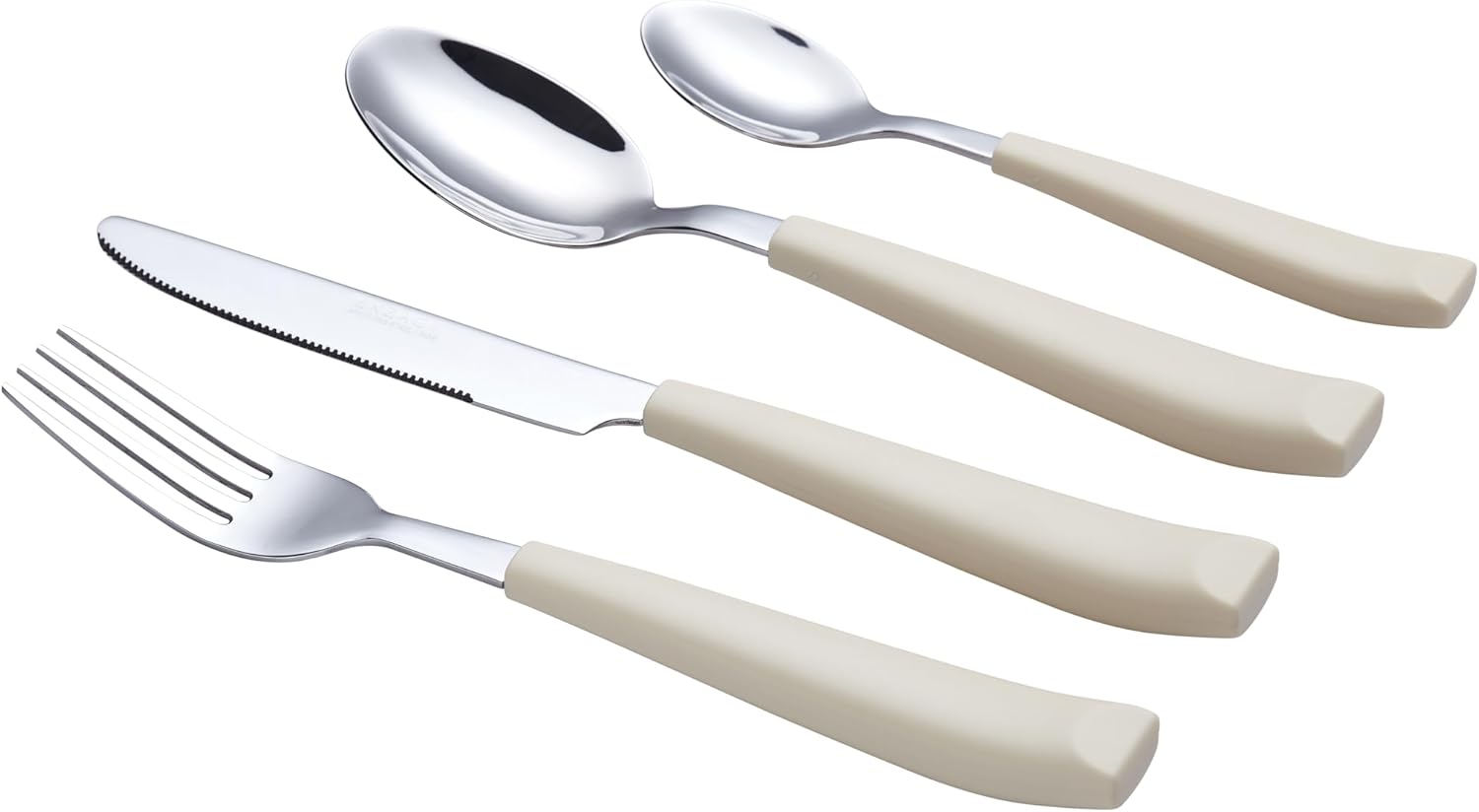 Thumbnail 1 de Exzact Besteckset 16-teilig aus Edelstahl (Creme) – Besteck für 4 Personen mit farbigen Griffen
