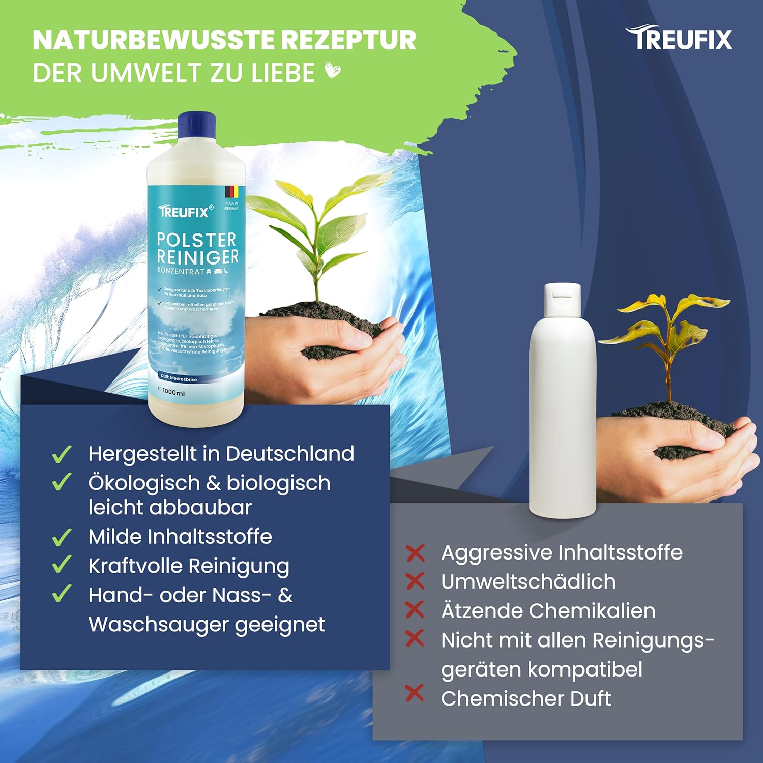 Thumbnail 5 de Treufix Polsterreiniger-Konzentrat für Sofa, Couch & Matratzen (1 L) – für Waschsauger, Nasssauger und Handreinigung