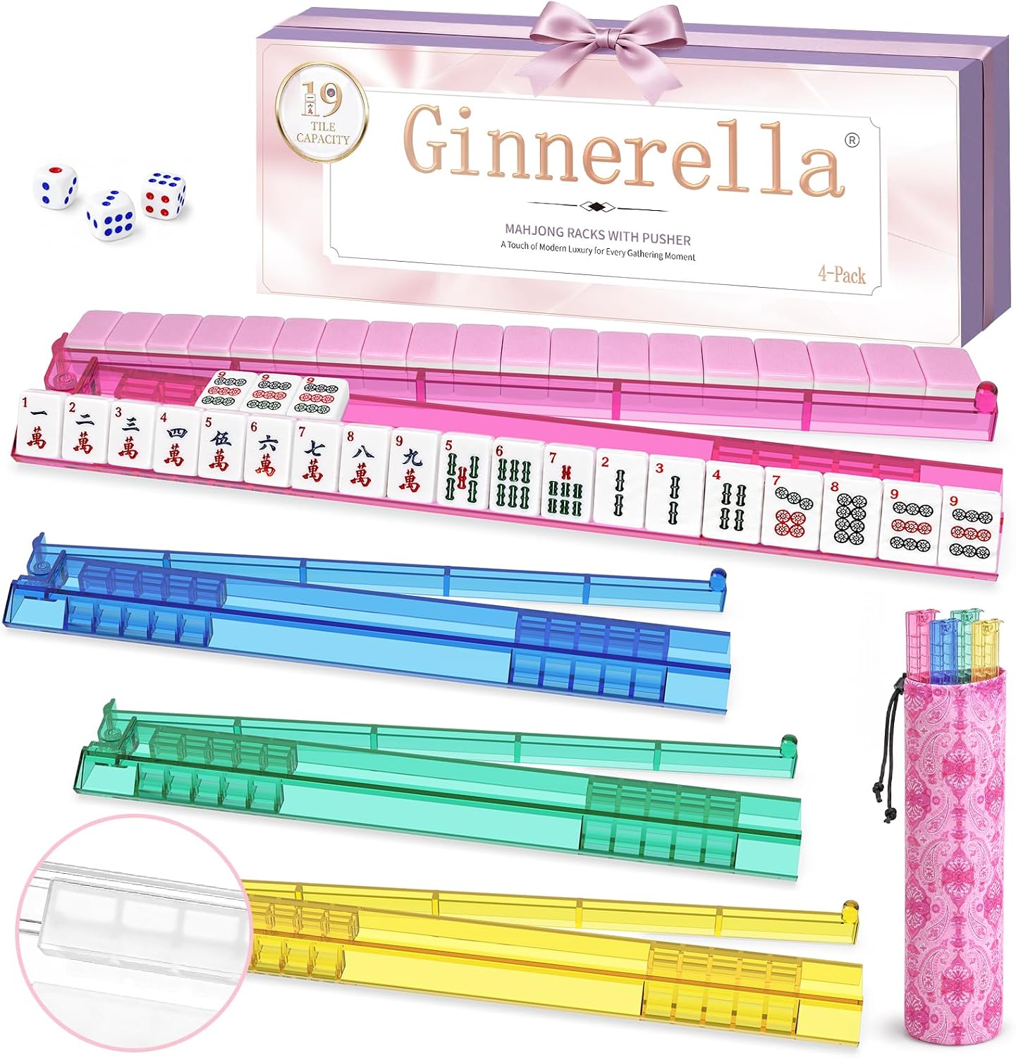Detalle de Mahjong Rack and Pusher Set of 4