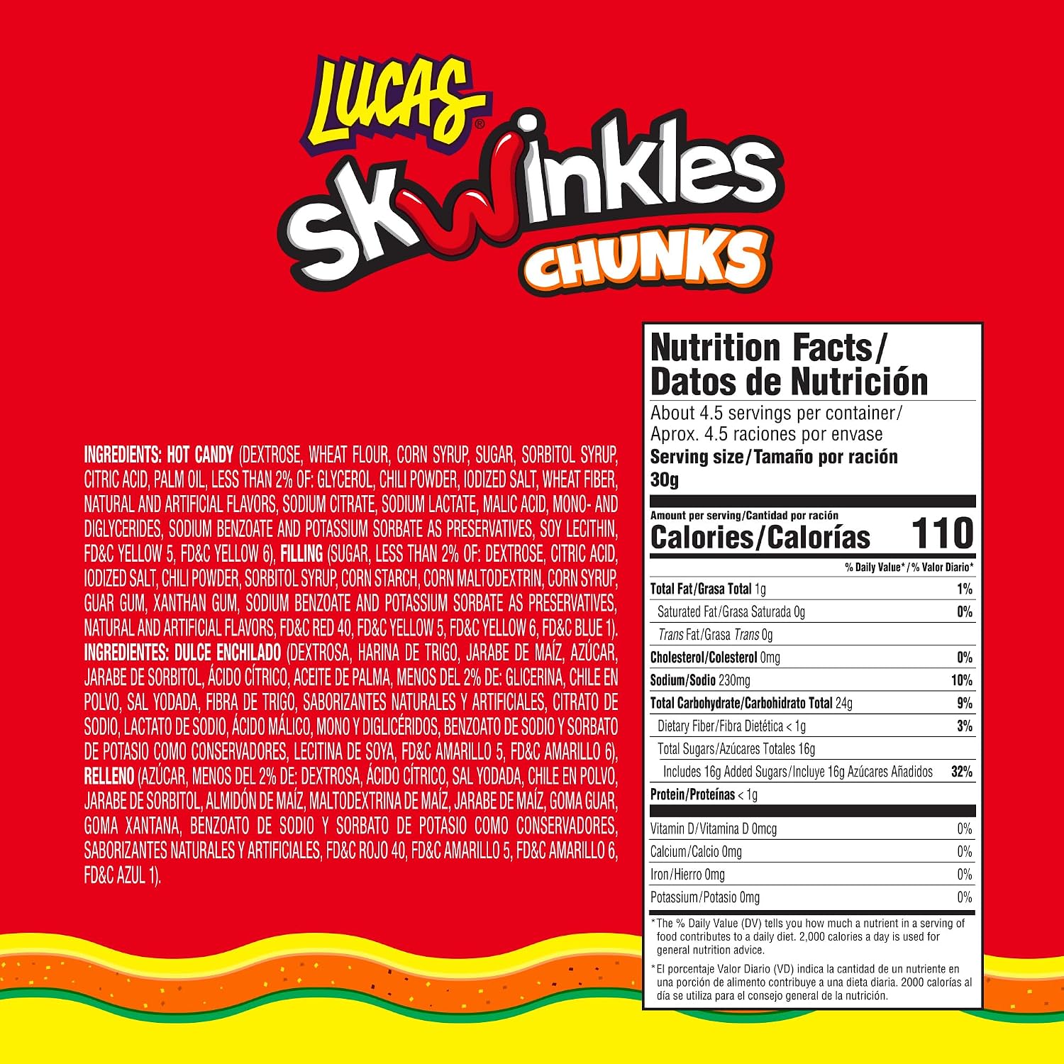 Detalle de Lucas Skwinkles Sweet & Sour Candy Chunks, Mango Flavor with Tamarind Filling