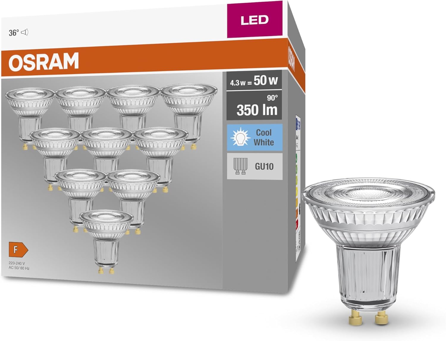 Thumbnail 2 de Osram 036703 Bombilla LED GU10 blanco, pack 10