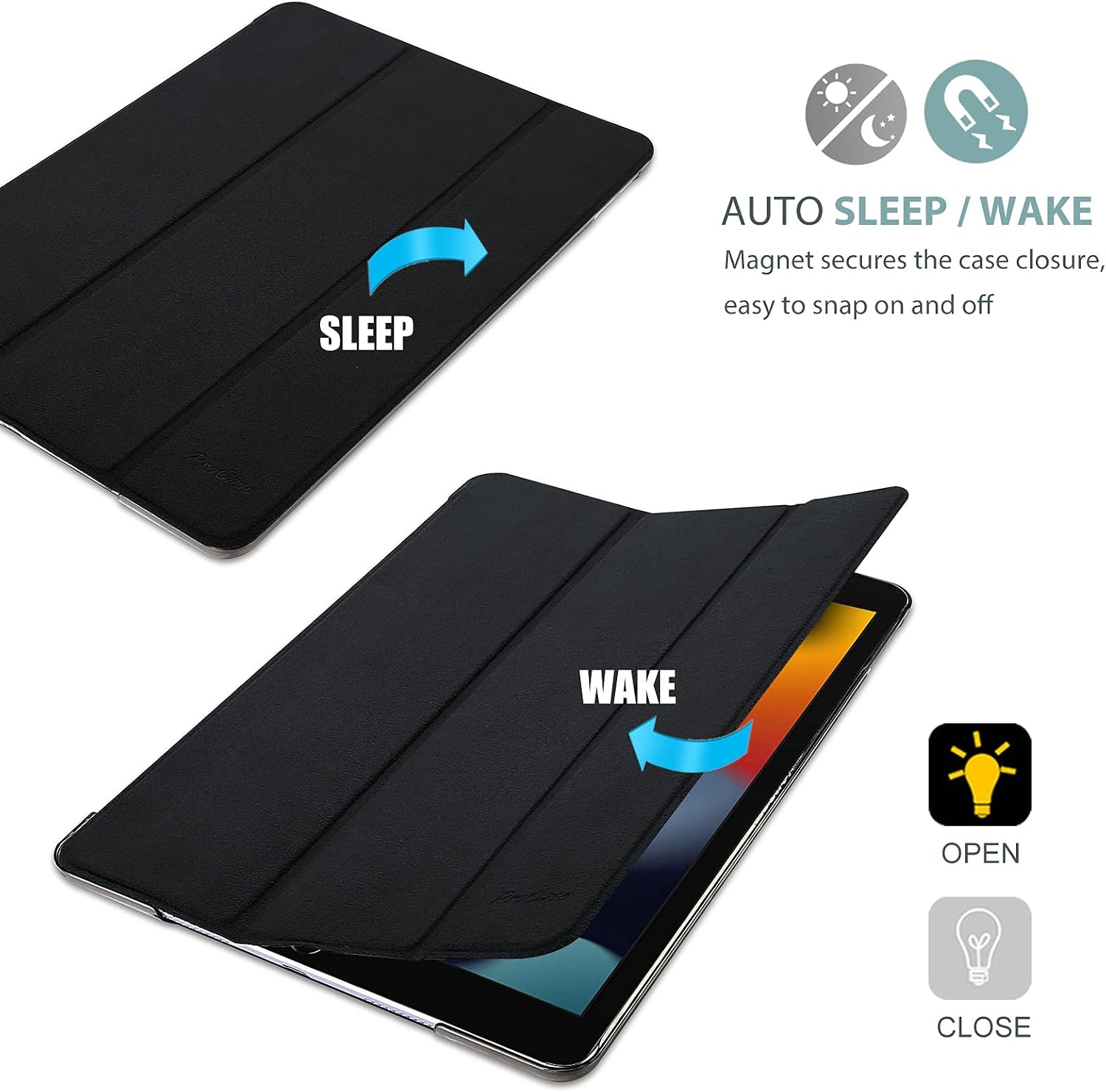 Thumbnail 6 de ProCase slim smart cover case for iPad 9th/8th/7th Gen (10.2 inch) in Matte Black