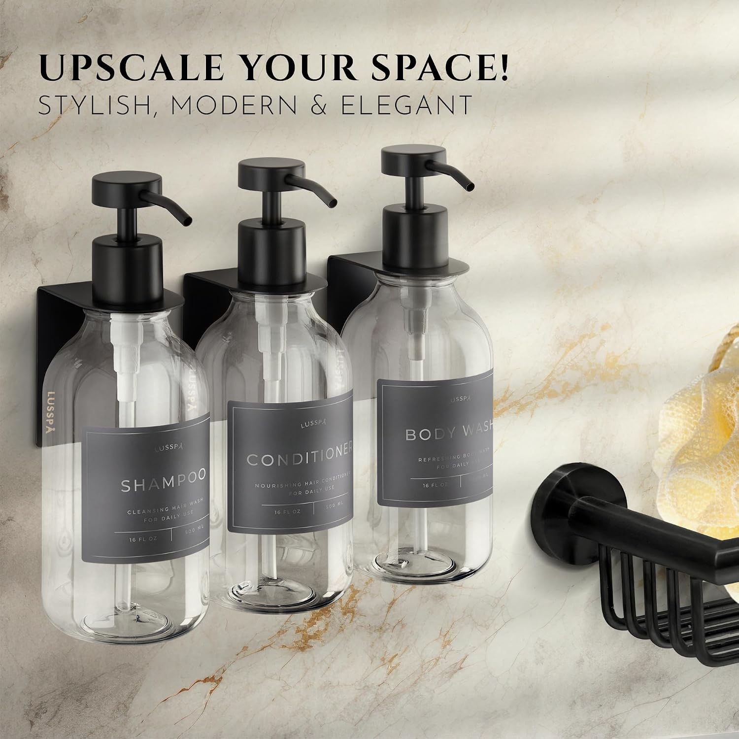 Detalle 2 de LUSSPA 3WM-CGB Wall-Mounted Shower Dispenser Set, 3 x 500 ml Bottles