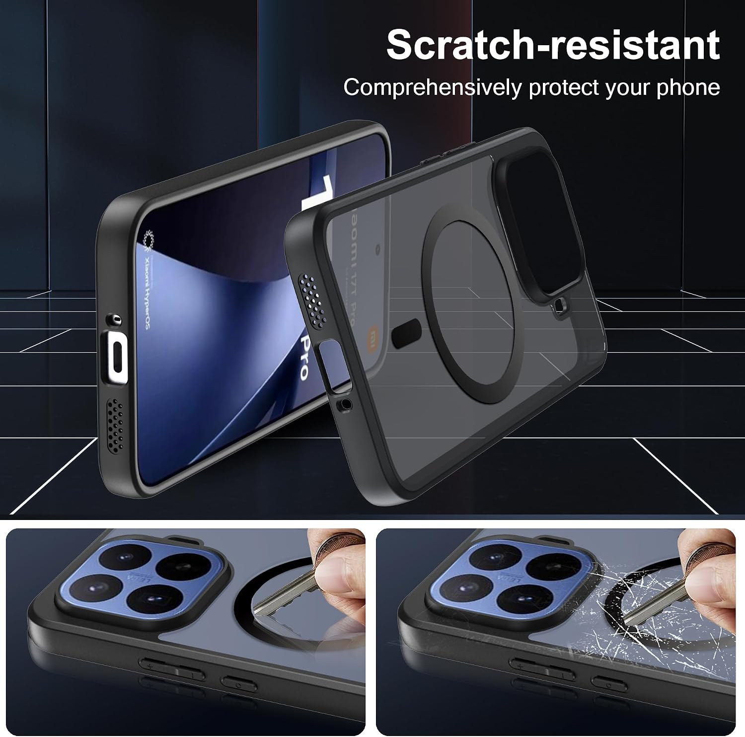 Detalle 2 de Fitudoos Hülle für Xiaomi 17T Pro mit Magnetischer Ring Ständer – Robuste PC-Rückseite, Stoßfest, Anti-Gelb