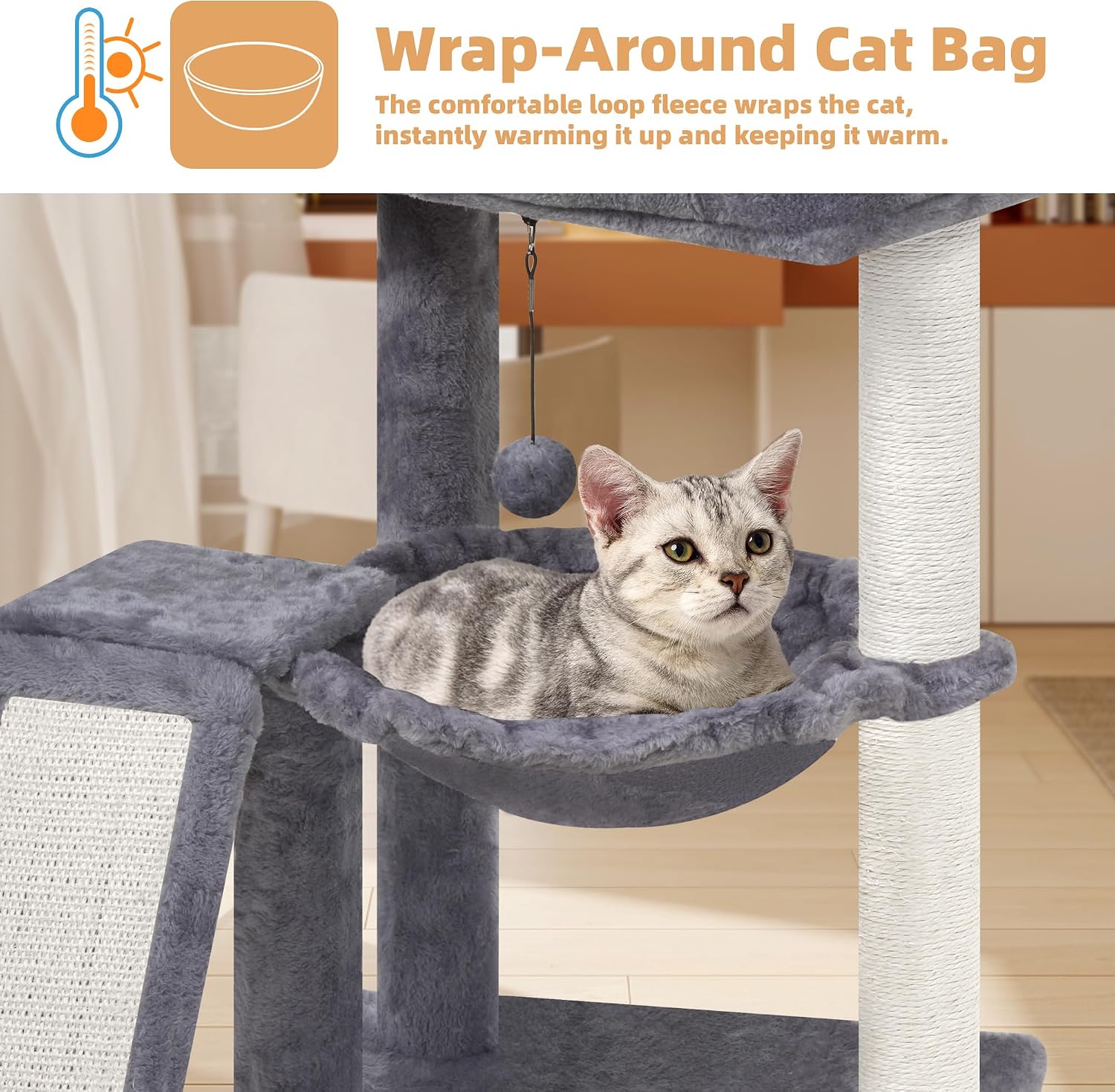 Detalle de YOUPETSER YOUPET-05 Cat Tree with Sisal Scratching Board and Hammock