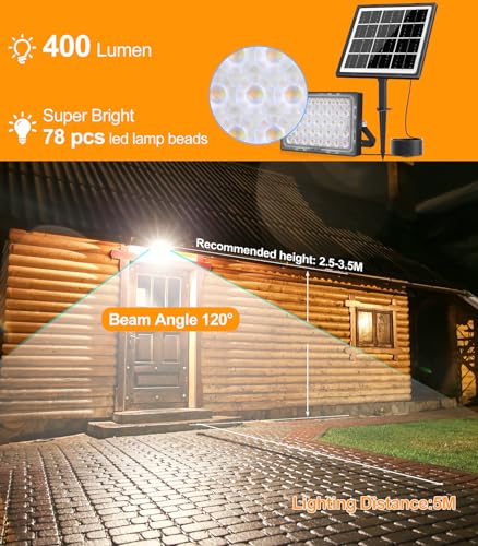 Detalle de MEIKEE Foco Solar Exterior con Mando a Distancia (78 LEDs) — Iluminación versátil para jardín y terraza