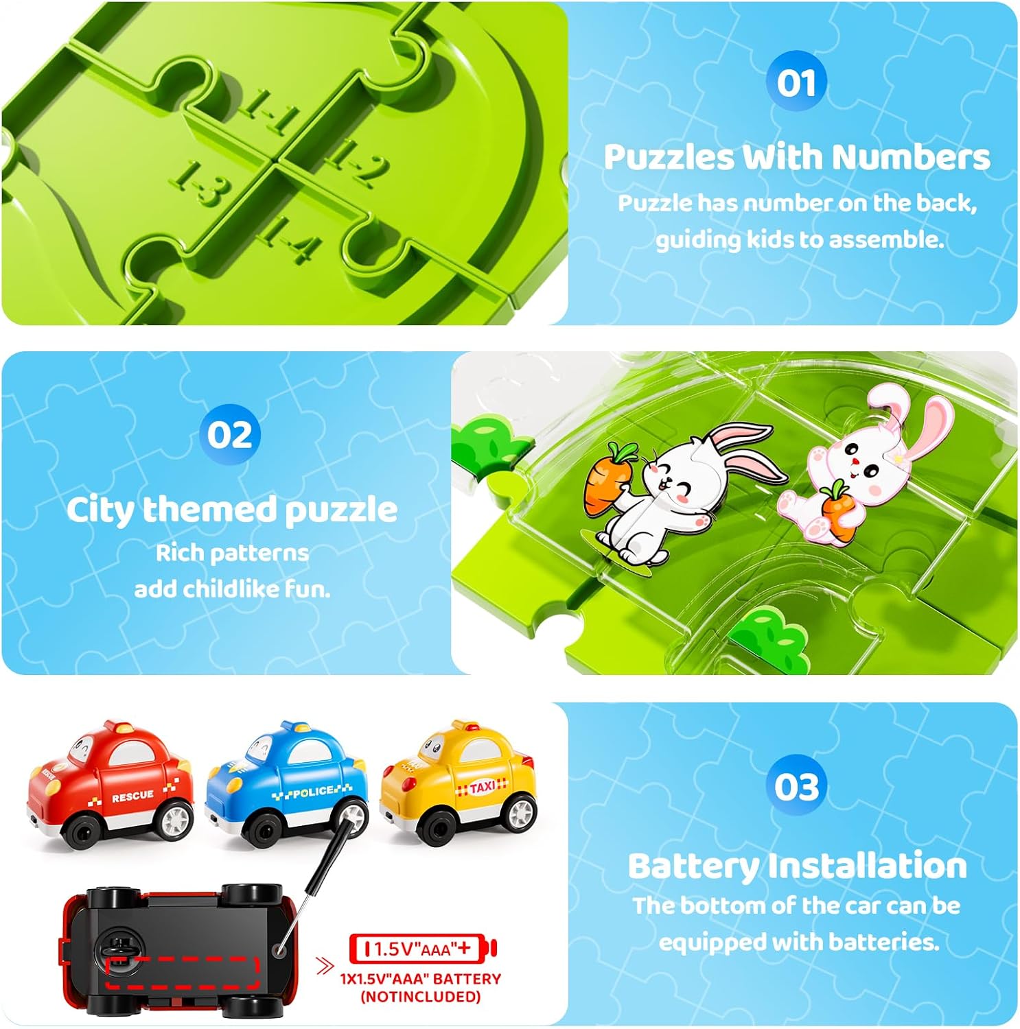 Thumbnail 5 de Beby Buty 64PCS Puzzle Race Track Set for Kids