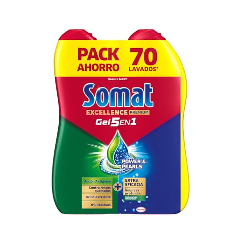 Detalle de Somat Excellence Gel Anti-Grasa (70 lavados) – lavavajillas líquido desengrasante