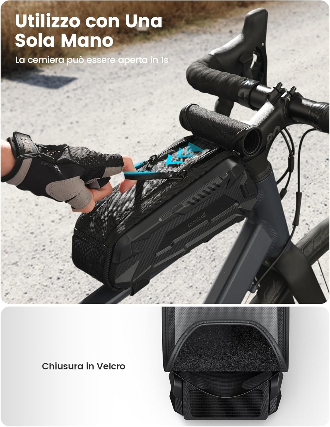 Thumbnail 3 de Lamicall Borsa Telaio Bici Impermeabile con porta cellulare e touch screen TPU fino a 7" da 1,6/1,8 L