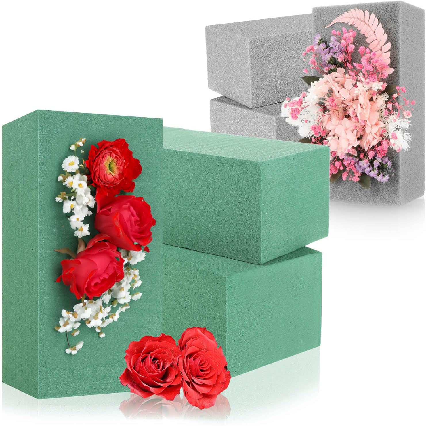 Detalle de com-four® 3x Masses de bouchage pour fleurs fraîches – Mousse de bouchage pour arrangements floraux
