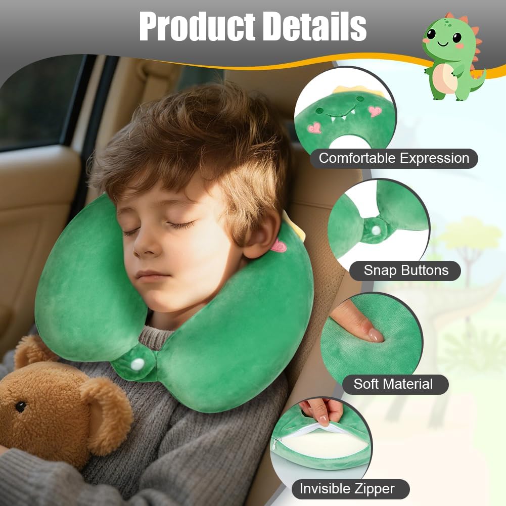 Thumbnail 2 de Alaoo Travel Pillow: Removable Memory Foam Kids U‑Shaped Neck Pillow with Eye Mask