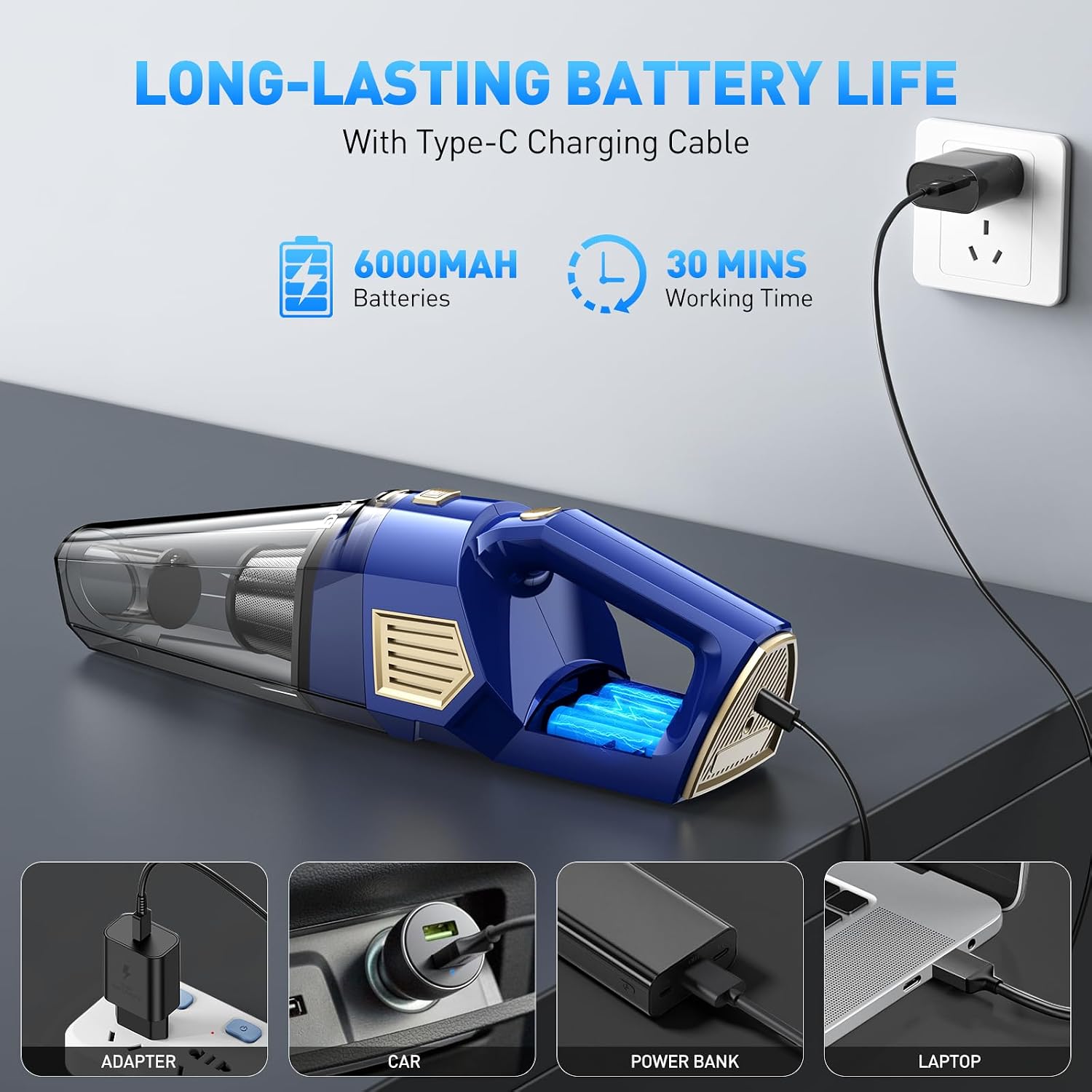 Detalle 2 de DBHAL Handheld Vacuum 15000PA 🧹