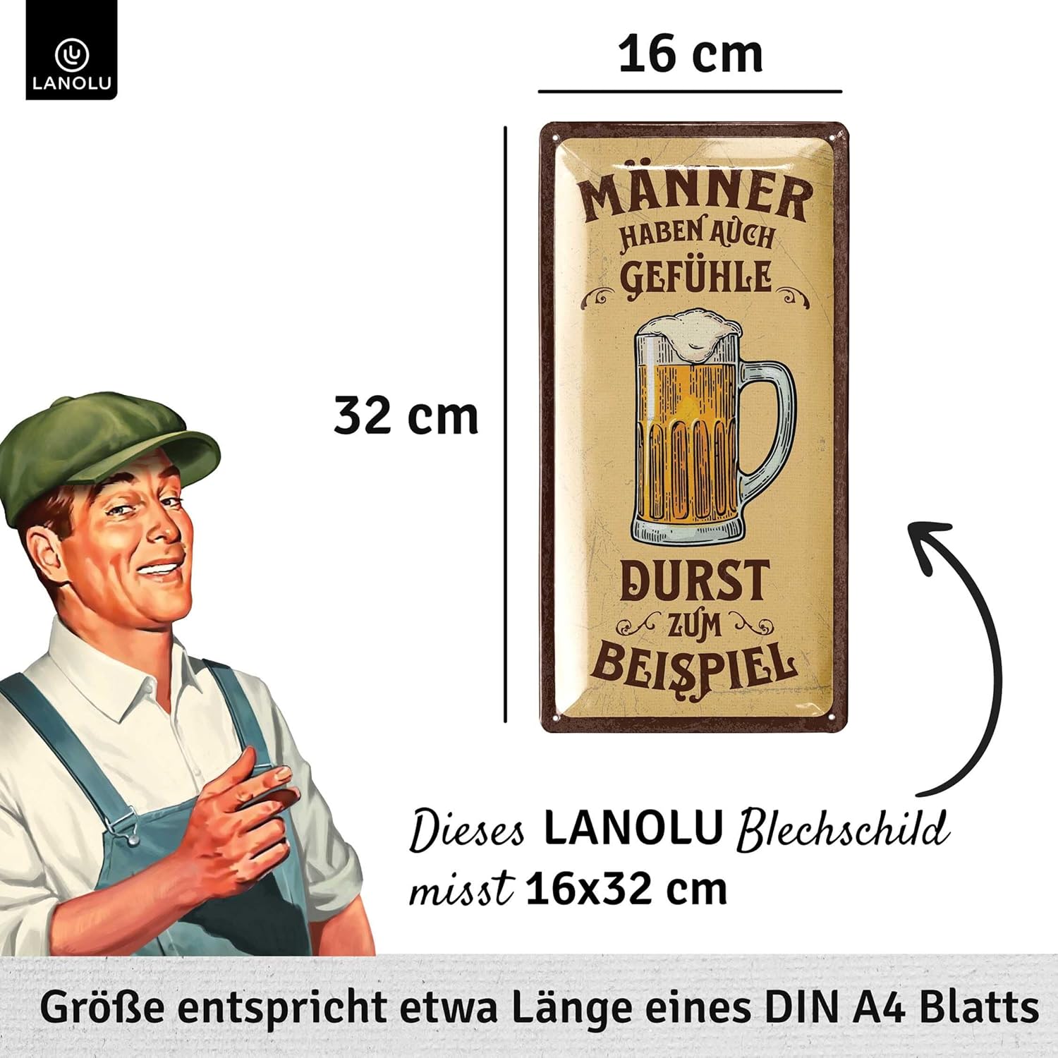 Thumbnail 2 de LANOLU Retro Blechschild 16x32cm