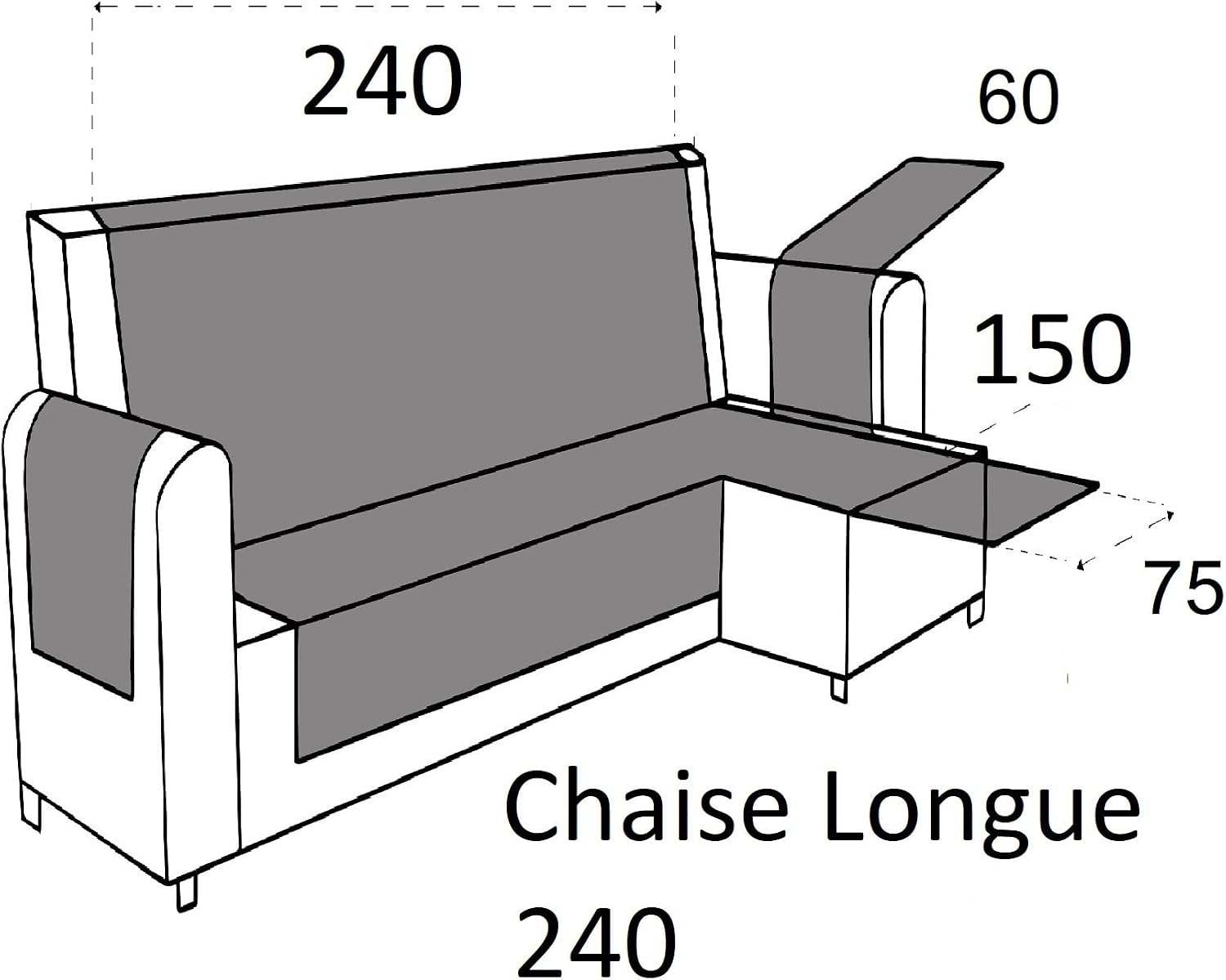 Detalle 2 de textil-home Funda Chaise Longue Malu 240cm Marrón 🛋