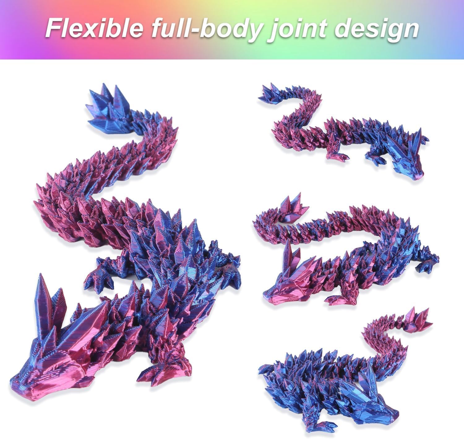 Thumbnail 3 de TXB3DOK 3pcs 12in 3D Printed Crystal Dragon set