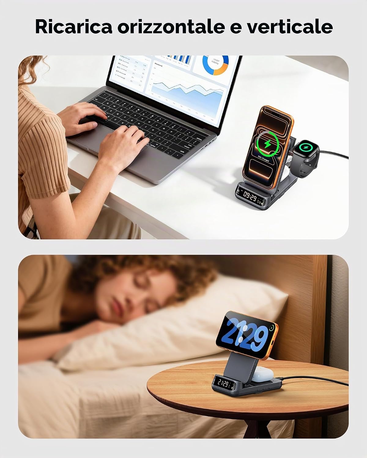 Thumbnail 6 de Supporto caricabatterie wireless 3 in 1 da 25 W con MagSafe – SwanScout 708M