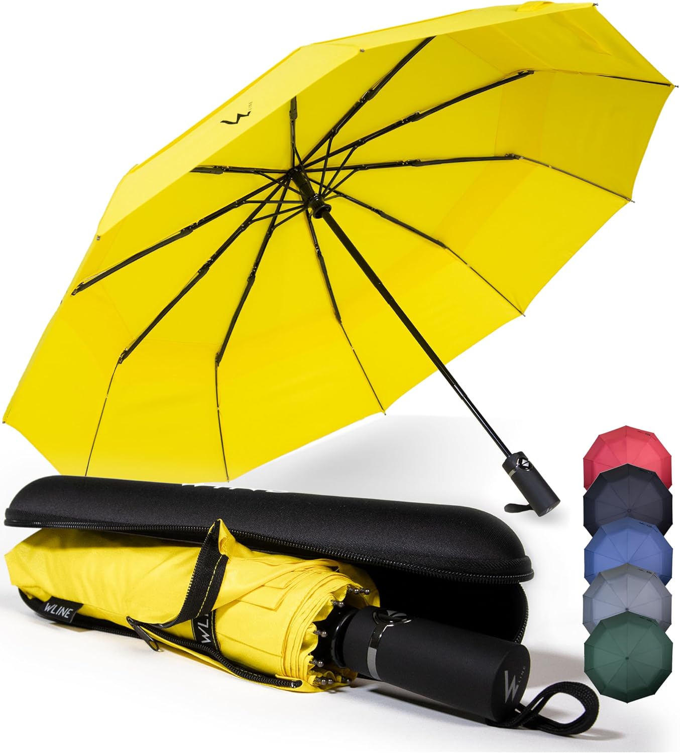 Thumbnail 6 de WLine Wind Ombrello Pieghevole Antivento 210T con 10 Aste Rinforzate, Diametro 104 cm, Verde – Automatico