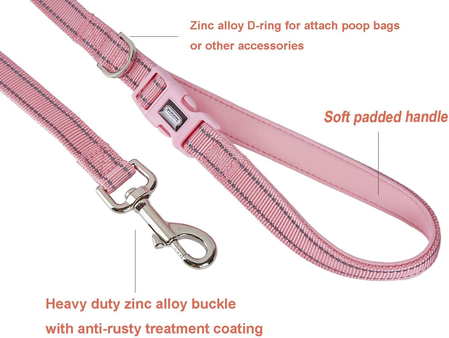 Thumbnail 2 de YUDOTE Reflective Strong Nylon Dog Lead with Padded Neoprene Handle (150cm) – Pink