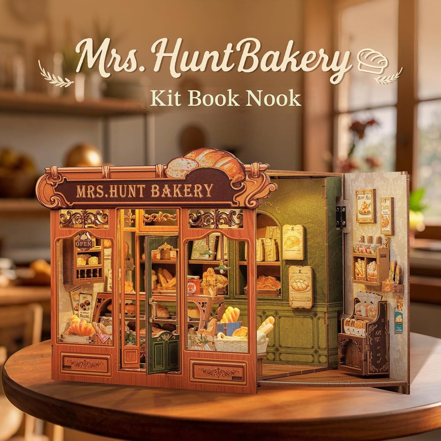 Thumbnail 6 de CUTEBEE Mrs.Hunt Bakery houten book nook DIY-kit met led