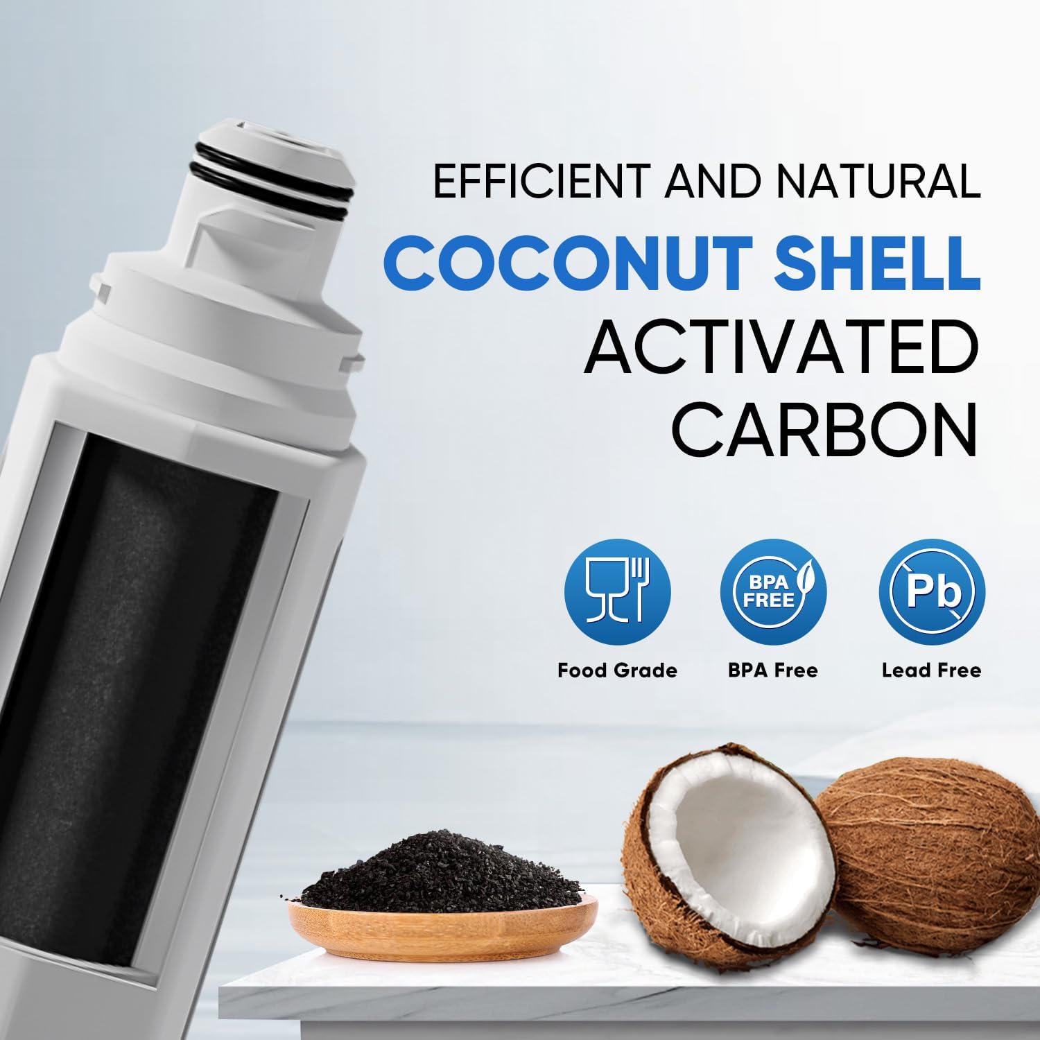 Detalle 2 de PUREPLUS RWF4200A Refrigerator Water Filter, 4-Pack, Coconut Shell Carbon