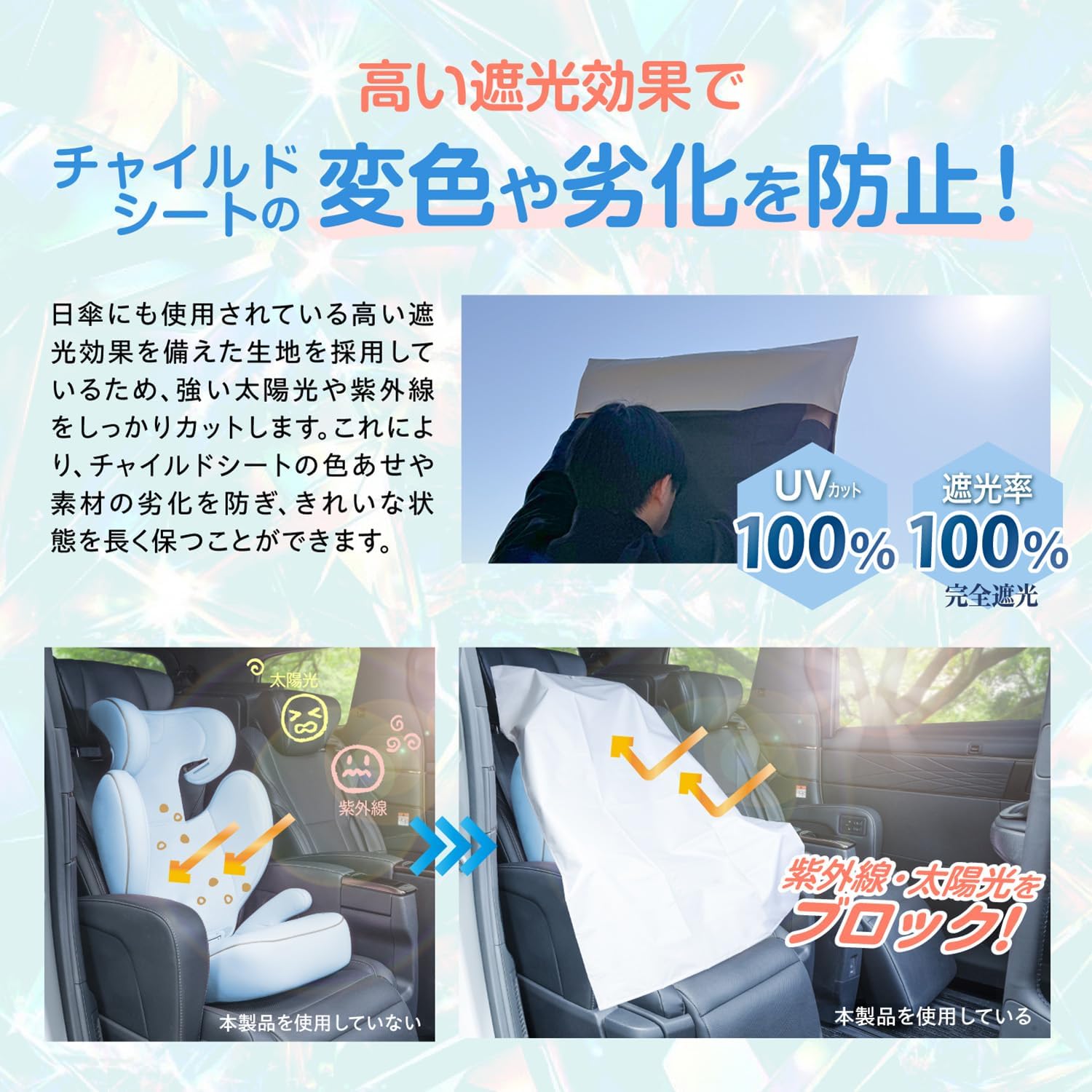 Thumbnail 6 de セイワ(SEIWA) rcp21 チャイルドシートカバー|ラディクール生地・遮熱率63%・UV遮蔽率100%