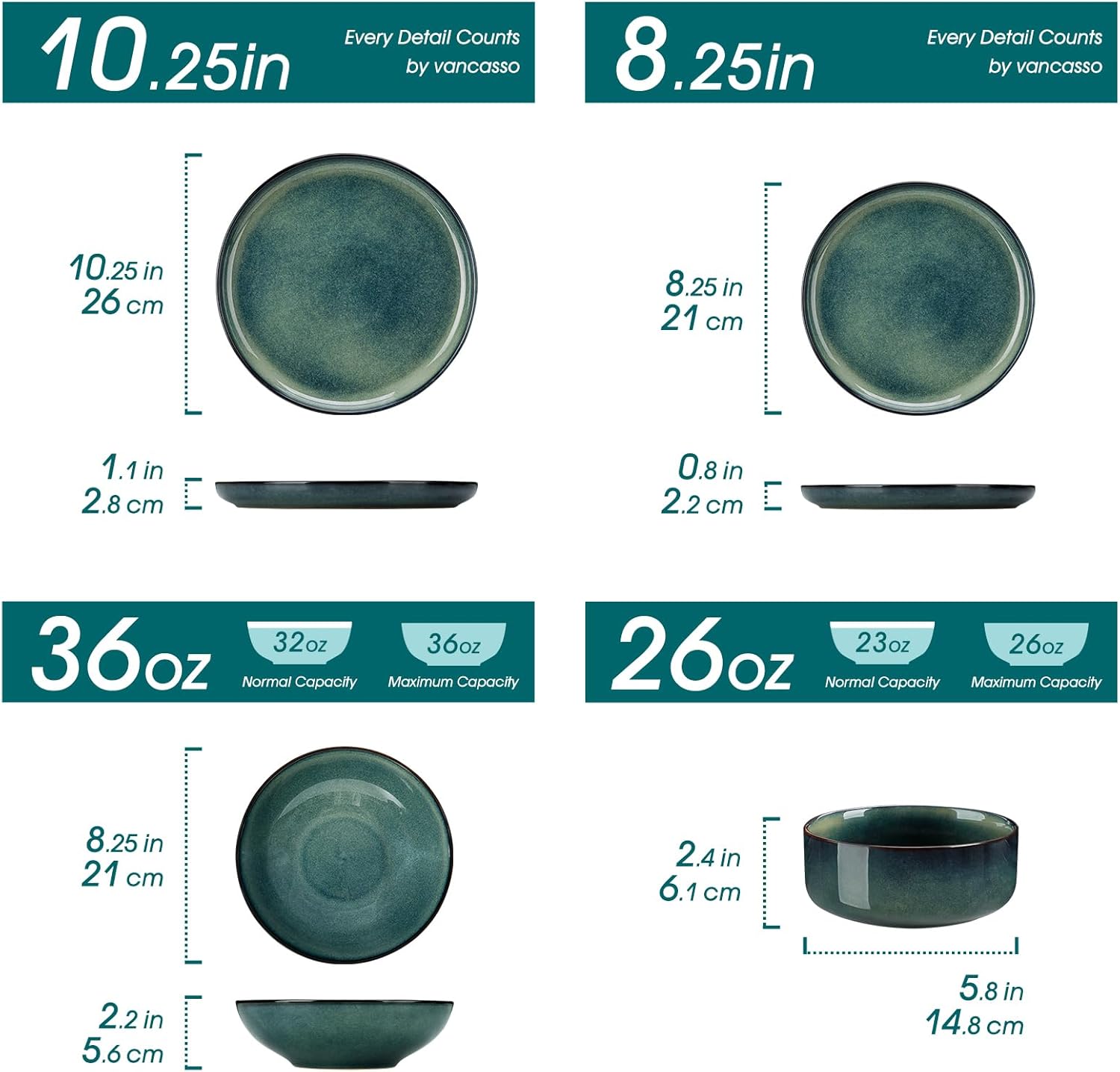 Detalle 2 de vancasso Série STARRY 24 pièces en grès vert