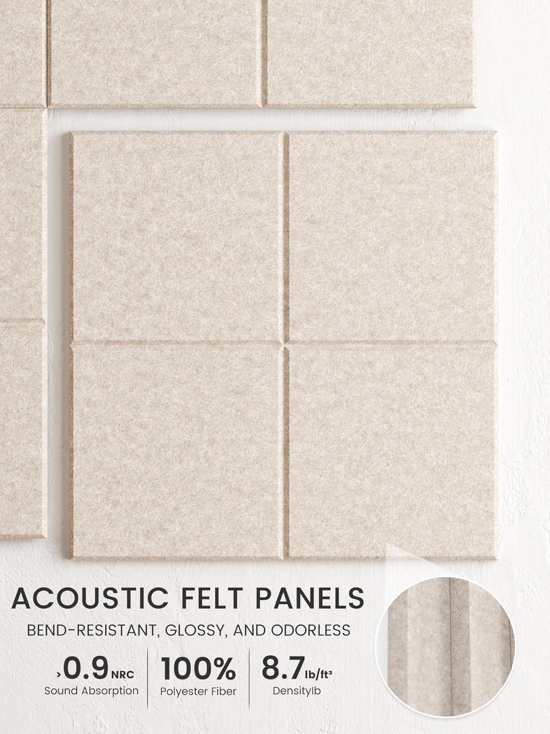 Thumbnail 2 de Bumusty Large Felt Bulletin Board (48 x 36in) – 12-pack felt cork alternative with 70 safe removable adhesive tabs