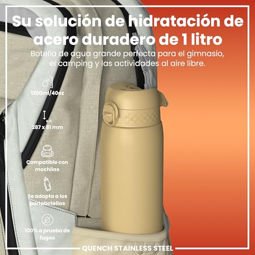 Detalle 2 de ION8 Botella agua inox 1 L resistente a rayones 💧