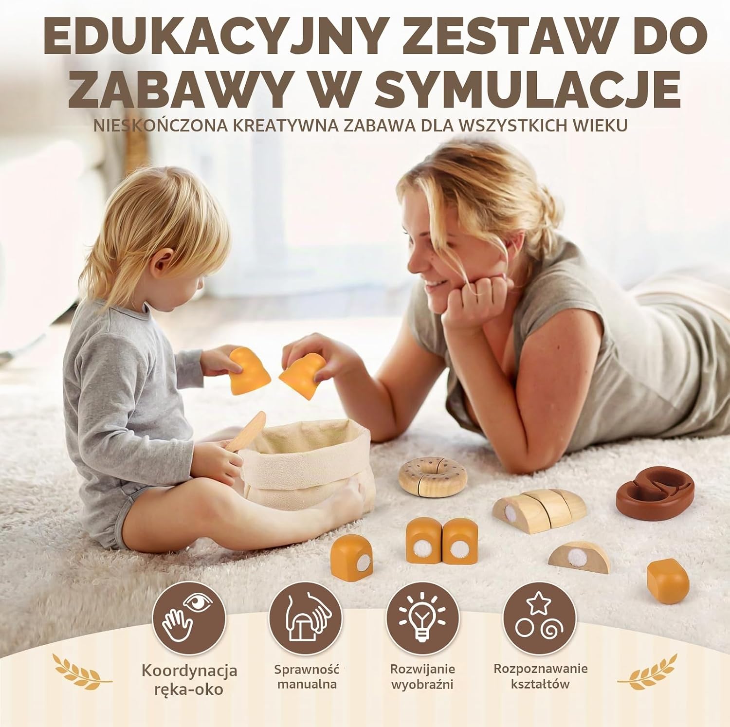 Detalle 2 de Airlab W047-MBAO – drewniany zestaw do krojenia pieczywa dla dzieci