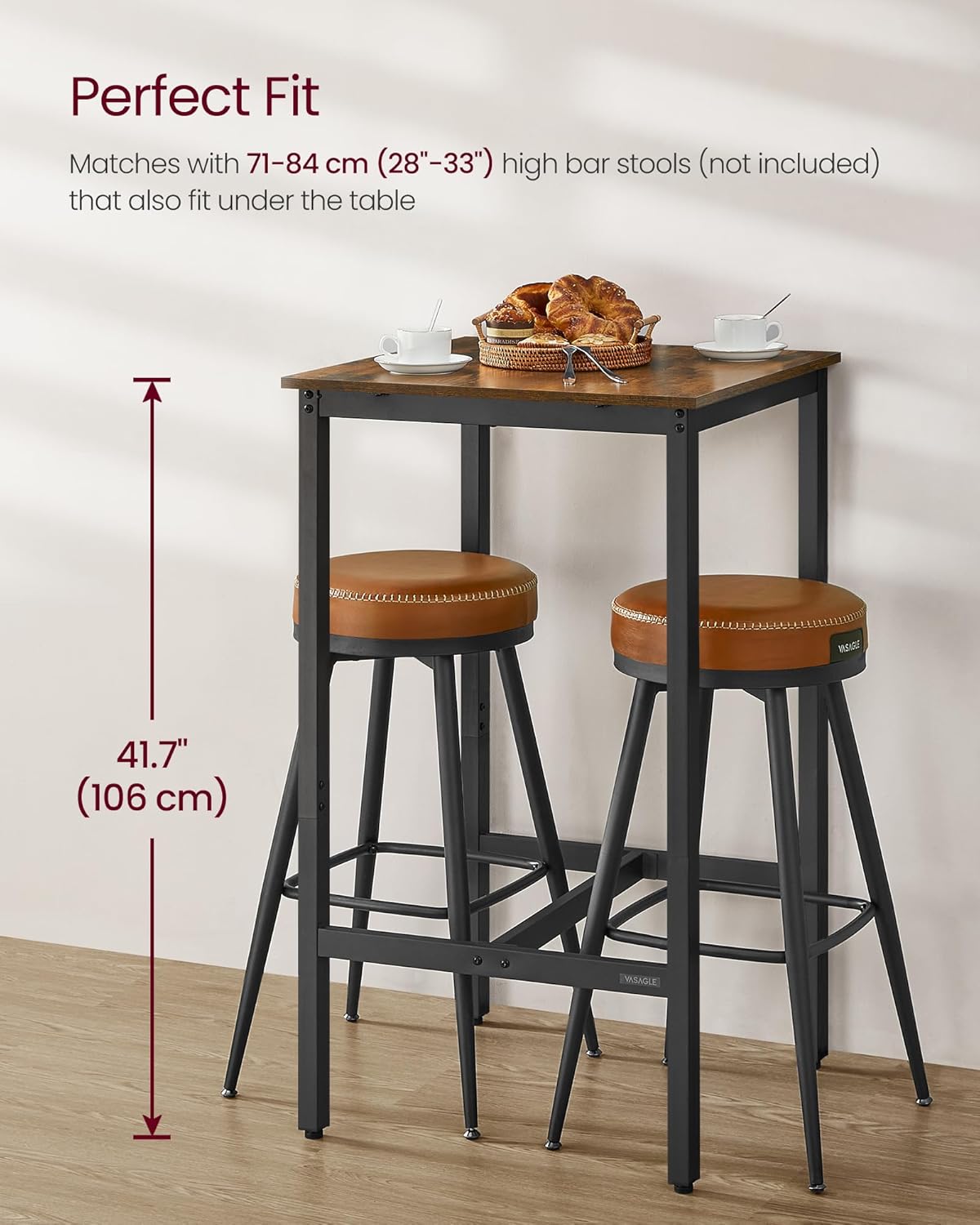 Thumbnail 2 de VASAGLE LBT035K01 square tall bar table 60×60 cm