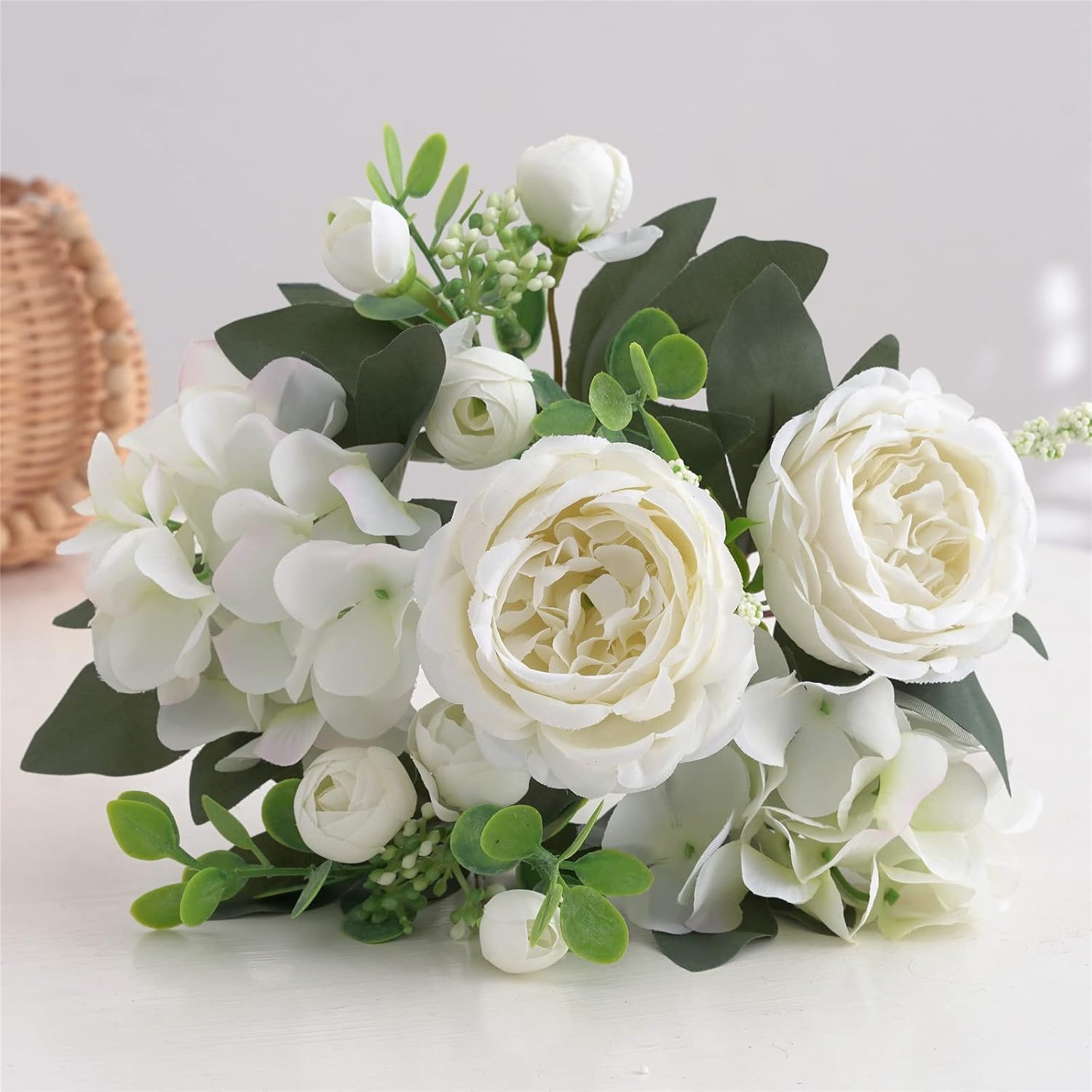 Detalle de Karoro Artificial Peony Bouquet, 4 Bundles